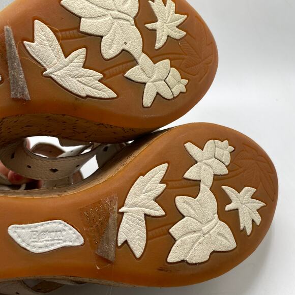 Born White Strappy‎ Cork Wedge Sandals Size 11 - Picture 9 of 9